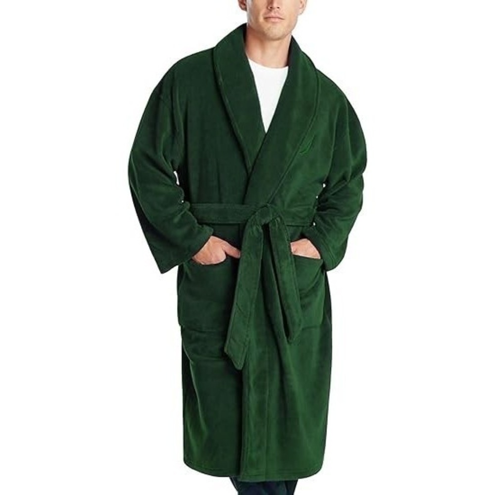 Men's Emerald Green Shawl Collar Belted Robe by Nautica (One Size Fits Most)